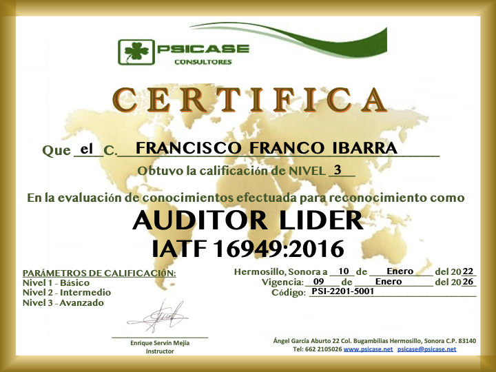 CERTIFICADO FCO FRANCO IATF 22-26